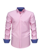 New Cotton Oxford Shirt for Men, Casual Fashion Long Sleeve with Collar and Cuff Patchwork Design, Comfortable and Fitted Business Loose Shirt, Button-Up Striped Dress Shirt, Long Sleeve Collared Striped Dress Shirt for Office Work, Fine Stripe Shirt - Foundation White Strips
