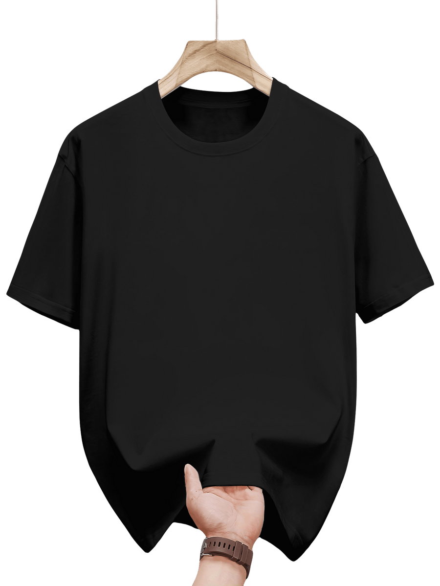 2026 Premium Pure Letter Print Short Sleeve T-Shirt for Men, Summer Loose Fit Versatile Stylish Top - Black