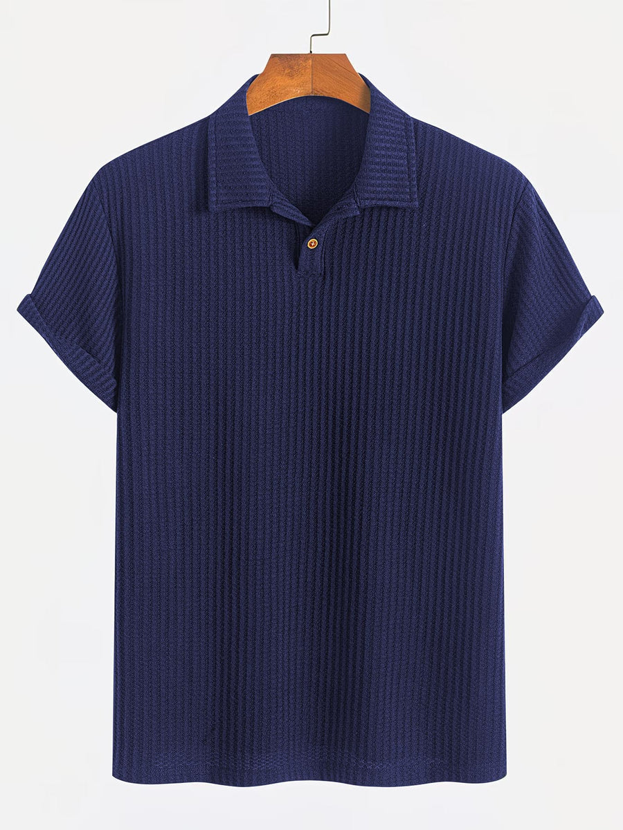 Thin and Breathable Men's Business Polo Shirt, Short Sleeve, Golf Sport, Simple Solid Color Design, Durable and Versatile for Daily Casual Wear, Men's Summer Short Sleeve - Navy Color
