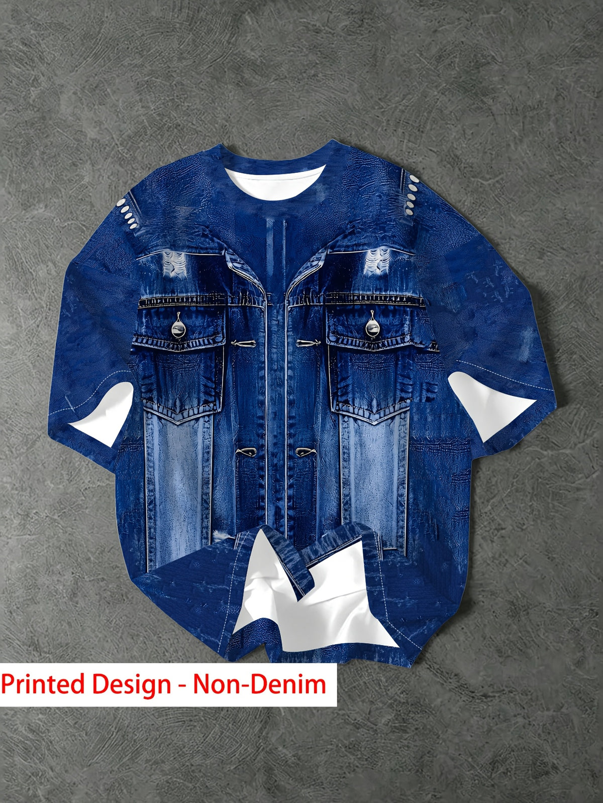 Men's Fashion Denim Vest Printed Short-Sleeve T-Shirt Top - Mixed colors