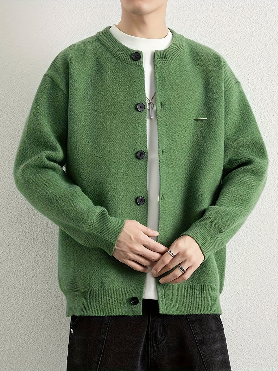 Men's Autumn Winter Trendy Versatile Warm Cardigan Sweater 25861 - Green