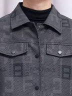 Men's Jacket PU Letter Print Outerwear Spring Autumn Winter - Black