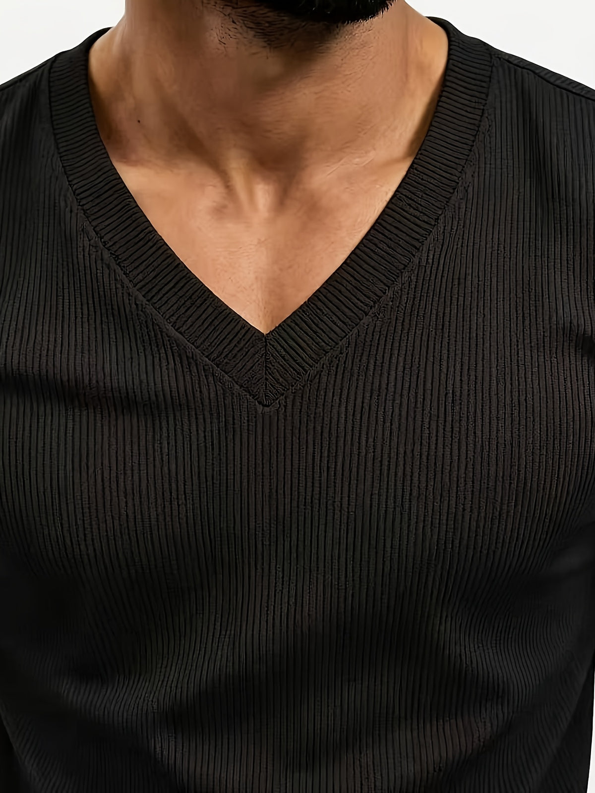 Qiao Ximei Selected Product Henry Collar Shirt 2026 Cross-Border Trendy Ribbed Short Sleeve - Black