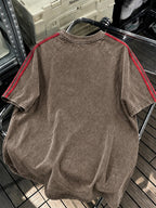 Men's Short-sleeve T-shirt Featuring a Superman Shattered "S" Logo Vintage Print, with an American Vintage Washed and Distressed Design. Suitable for Outdoor Sports and Daily Commuting, and Machine Washable - Unisex - Coffee Color