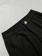 HMY (Beltless) "Elegance-Enhancing" Slightly Flared Suit Pants, High-Waist Commuter Trousers, Gentle and Versatile, Sure to Please + Taluan - Black