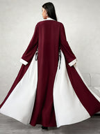 Middle Eastern Muslim Lady's Elegant and Casual Cardigan Robe Loose Abayas Robe as a Fashionable and Casual Commuting Coat Ladies' Robes for Ramadan Eid Al-Fitr Eid Al-Gahur Festival - Burgundy