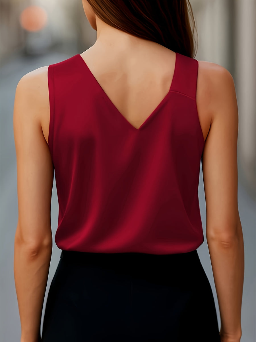 Women's Asymmetrical Spaghetti Strap Tank Top - Red