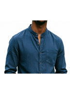 5pcs Men's  Long-Sleeve Shirts - Lightweight and Breathable Fabric with Pockets, Suitable for Summer Outdoor Walks and Vacation Wear, Ideal Gift, Casual Style, Durable Construction, Essential Travel Set - Navy Color
