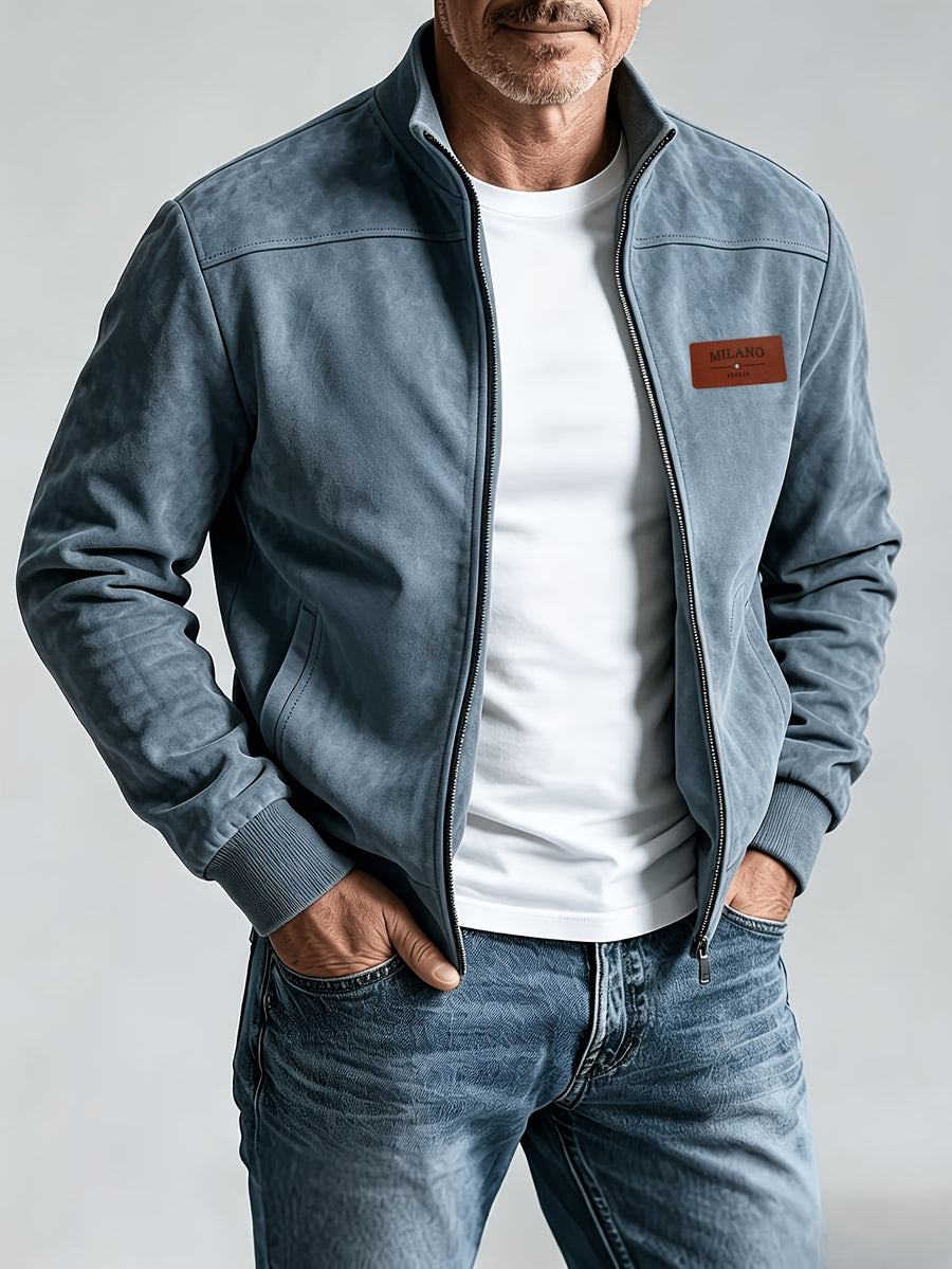 Whale Crossing OBM Early Autumn New Outdoor Men's Stand Collar Zipper Jacket - Blue