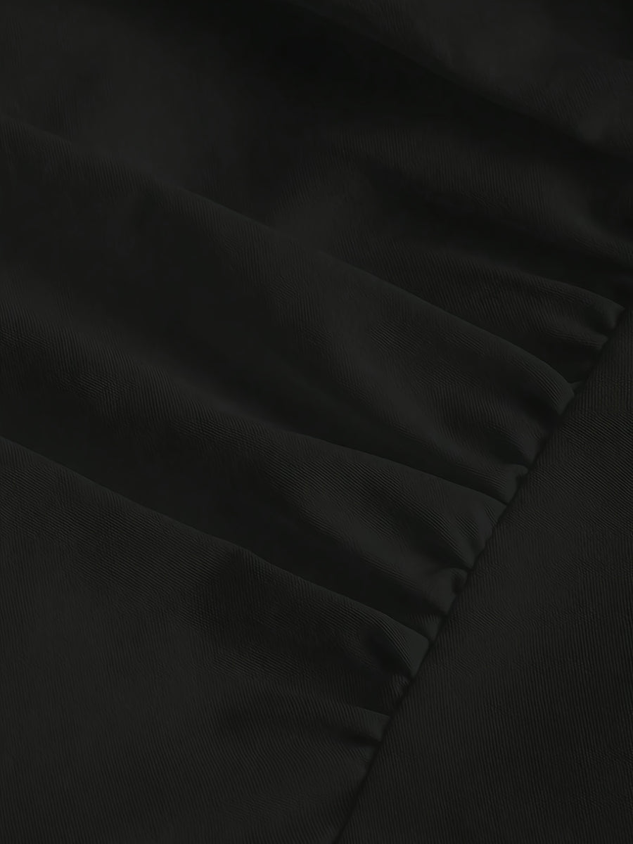 Elegant Smock Neck -Line Maxi Dress - Smock Detail & -Line Silhouette, -Length Maxi Dress for Weddings, Parties, Special Events - Machine Washable Elegant Gown () - Black
