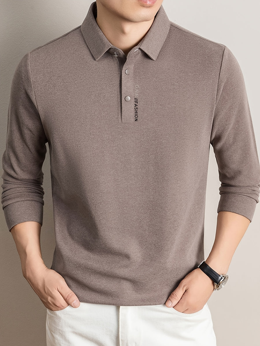 Men's Lapel Casual Knit Long-Sleeve Top, Slightly Relaxed Fit, Suitable for Both Business and Casual Wear, Ideal for Men's Commuting and Daily Use - SINBOS - Coffee Color