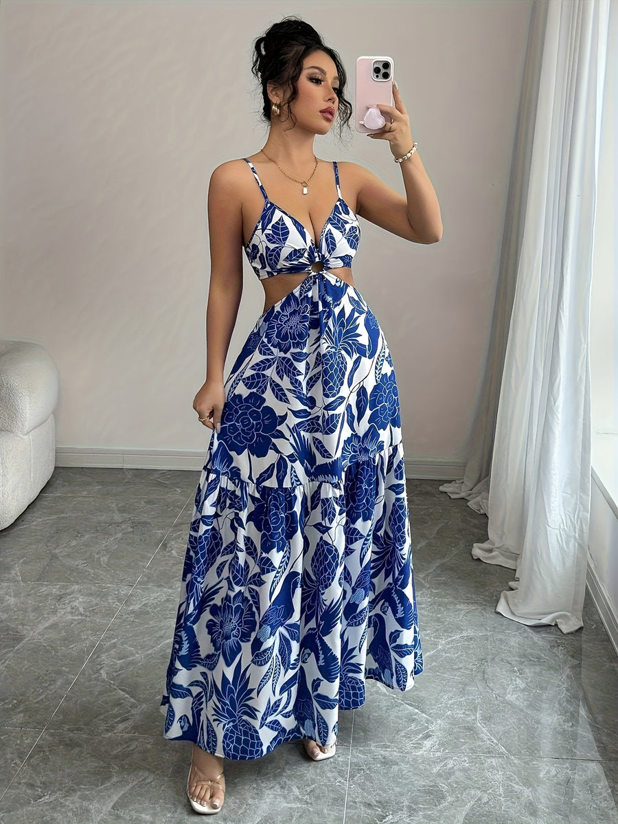 Women's Elegant Casual Camisole Dress - Blue