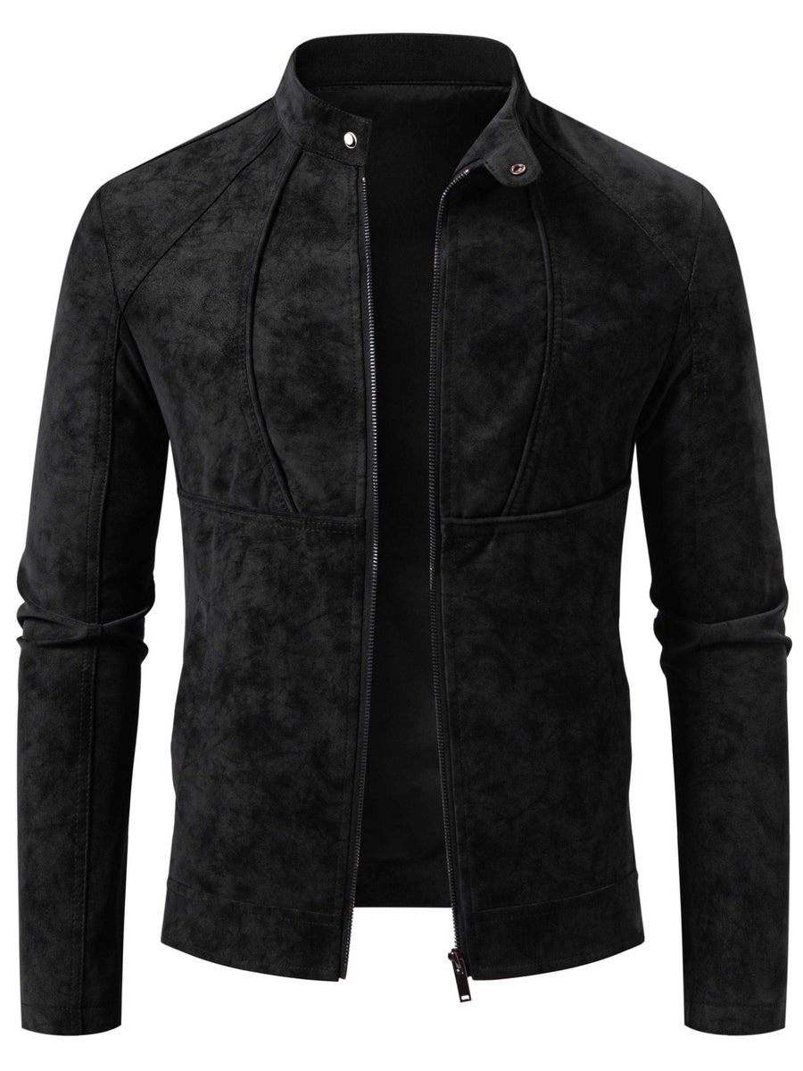 Men's Biker Jacket-Slim Fit Vintage Biker Jacket for Formal and Casual Wear - Black