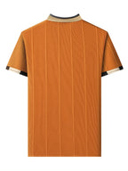 [Pearson OBM] Men'S Textured Jacquard Fabric Fashion Short Sleeve T-Shirt 3pcs Set, Suitable for Daily Casual Outings And Work Wear, Ideal Men'S Holiday Gift - Khaki+Coffee+Caramel