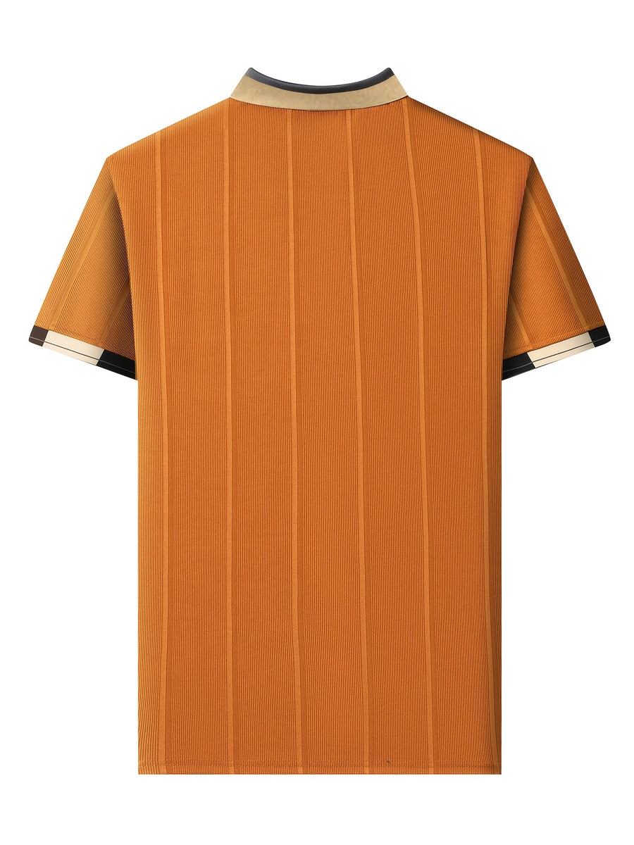 [Pearson OBM] Men'S Textured Jacquard Fabric Fashion Short Sleeve T-Shirt 3pcs Set, Suitable for Daily Casual Outings And Work Wear, Ideal Men'S Holiday Gift - Khaki+Coffee+Caramel