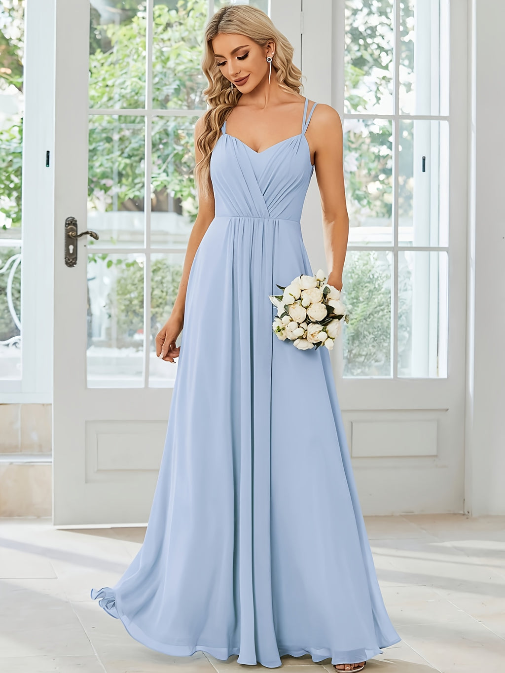 Elegant and Fashionable Party Dress, Long Evening Gown for Family Gatherings and Birthdays, Formal Evening Attire, Bridesmaid Performance Dress, Ball Gown, Exclusive for Award Ceremonies, Holiday Date Set, Mother's Wedding Dress - Light Blue