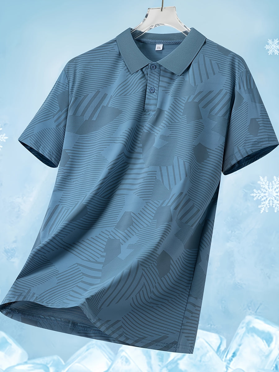 1pc, Men'S Summer Casual Polo Shirt, Elasticity Collar, Breathable Quick Dry Short Sleeve, Suitable for Daily Business Outdoor Running Sports, Multiple Colors - Blue