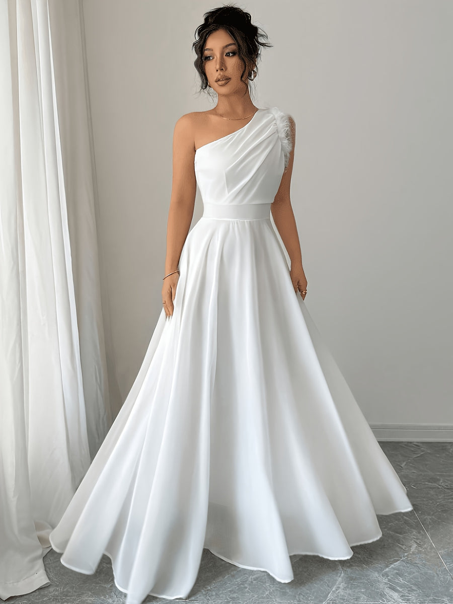Sleeveless Dress, Retro French Romantic Style, Asymmetrical - White