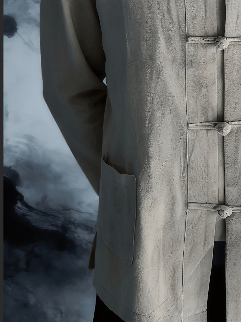 New Chinese Style Men'S Long Sleeve Shirt - And Linen Ethnic Characteristic Practice Clothes - Zen Retro Tang Style Thin Jacket (Solely Includes One Jacket) - Hemp True Color