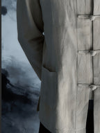 New Chinese Style Men'S Long Sleeve Shirt - And Linen Ethnic Characteristic Practice Clothes - Zen Retro Tang Style Thin Jacket (Solely Includes One Jacket) - Hemp True Color