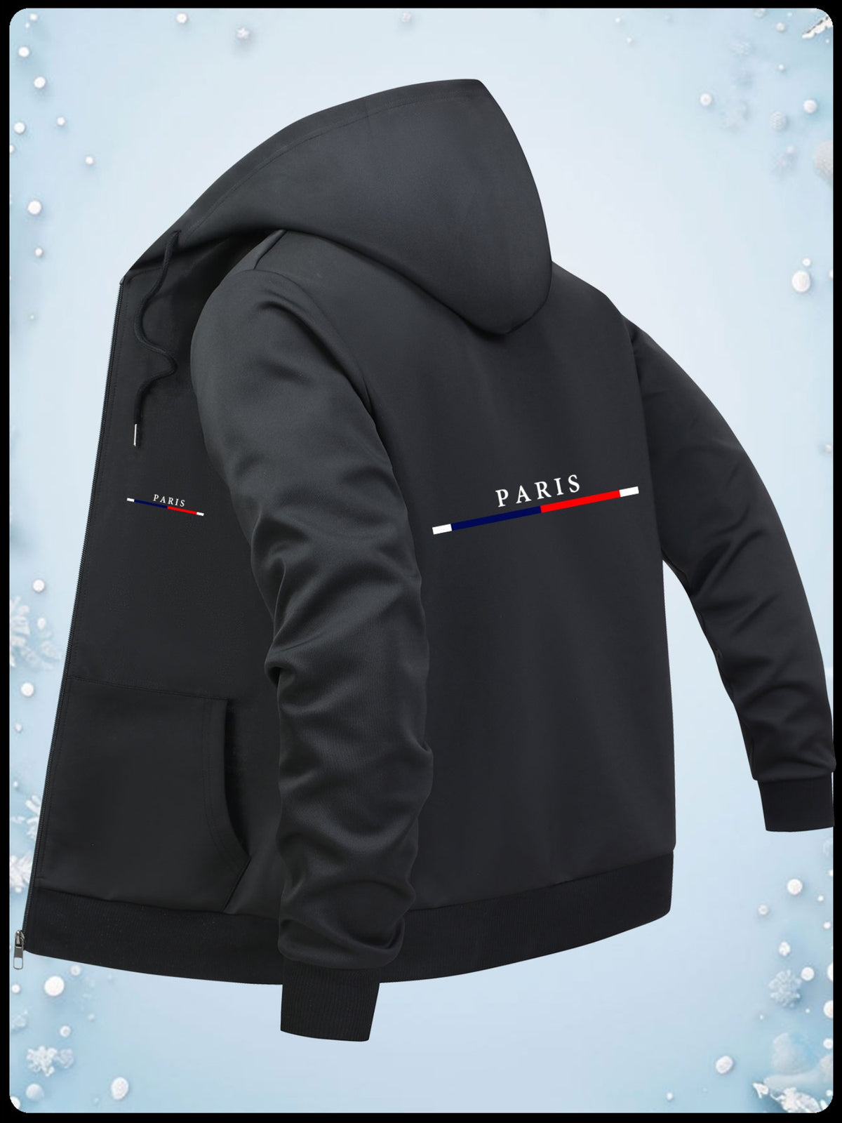 Fashion Casual Print Hoodie Jacket - Black
