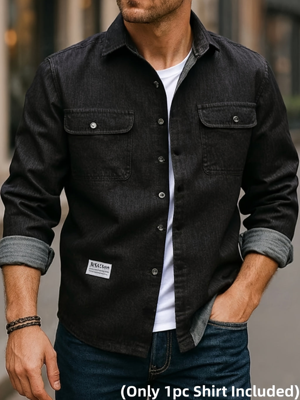 Men's Vintage Spring Denim Shirt, New Arrival Casual Loose-Fit Versatile Long-Sleeve Denim Top - N861-4