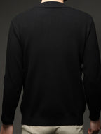 Men's Waffle Knit Half-Turtleneck Base Layer, a Low-cut Half-turtleneck That Doesn't Constrict the Neck, Providing Moderate Warmth, Suitable for Both Business Attire and Casual Daily Wear - SINBOS - Black