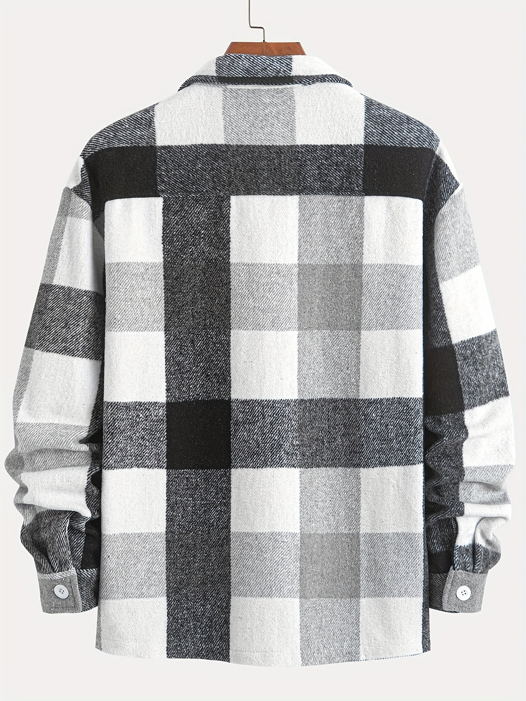 1pc of Plaid Casual Jacket, Casual Sports Jacket, Lapel Button Cardigan Jacket - Grey