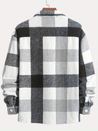 1pc of Plaid Casual Jacket, Casual Sports Jacket, Lapel Button Cardigan Jacket - Grey