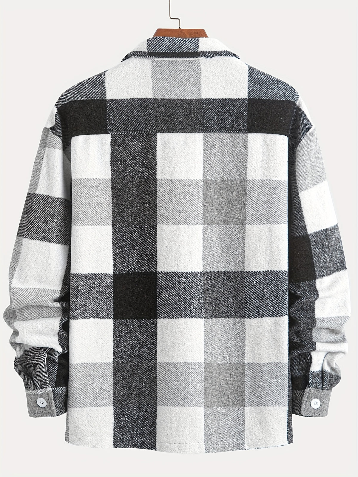 1pc of Plaid Casual Jacket, Casual Sports Jacket, Lapel Button Cardigan Jacket - Grey