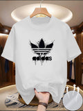 Men's Light Luxury T-Shirt, Exquisite Textured Print, Soft Skin-Friendly Short Sleeve Tee - White
