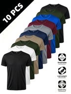 10pcs pc, 2026 New Summer Men'S Breathable Moisture-Wicking Quick-Dry Sailor Collar Short Sleeve T-Shirt, Solid Color Regular Sports Top, Best Gift for Father'S Day - 10 Color Combination 1