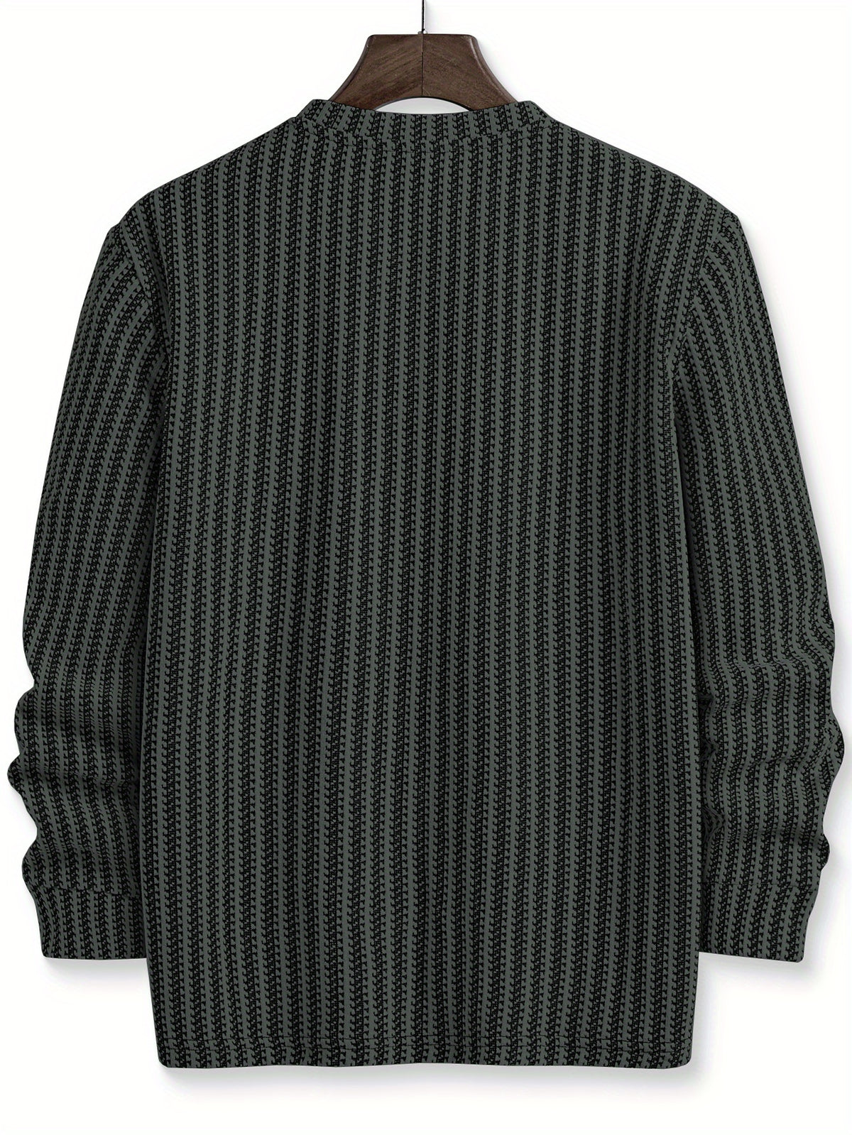 Men'S Fashion Casual Knitted Small Stand-Up Collar Black And White Color-Blocking Sweatshirt Suitable for Daily Wear, Commuting, Versatile Fashion, Men'S Henley Shirt - Lead Color