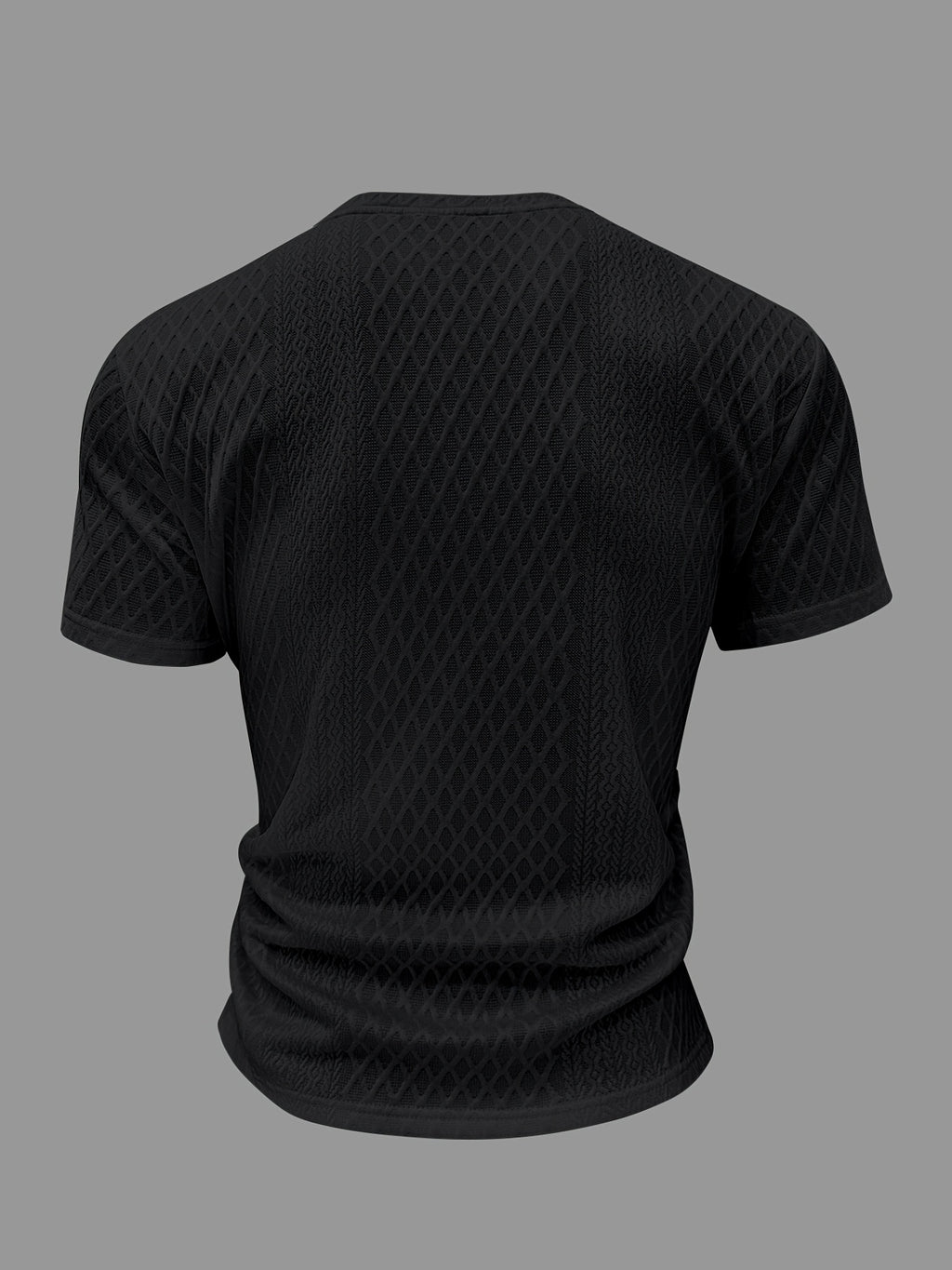 Men's New Textured Fabric Crew Neck T-Shirt - Black