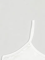 SPICY Chili Letter Print Short Suspender Hot Slim Fit And Exposed Waist Vest - White