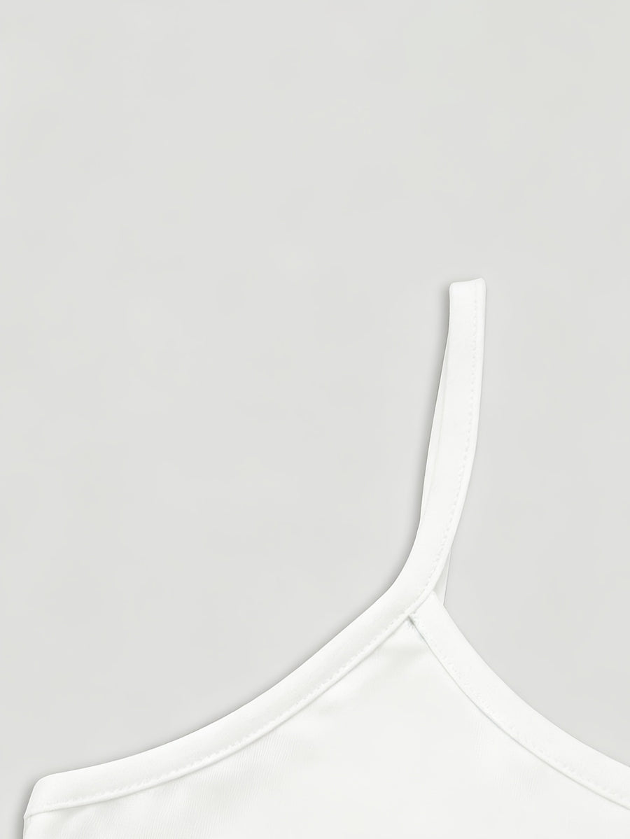 SPICY Chili Letter Print Short Suspender Hot Slim Fit And Exposed Waist Vest - White
