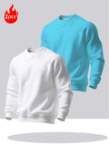 2pcs Men's Crew Neck Sweatshirt - Casual Printed Top, Outdoor Leisure Crew Neck Sweatshirt, Basic Versatile Style with Print - Mixed colors