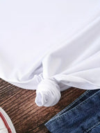 Women's Y2K Color Block Summer Short Sleeve T-Shirt - Breathable Round Neck Casual Top, Loose Fit with Red Heart Print Design for Daily Wear - White
