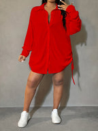 Women'S Shirt, Fashion Tying Detail Long Sleeve Casual Blouse, Elegant And Comfortable, Suitable for Spring Autumn All Seasons Daily Wear And Office - Red