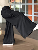 Women's Slim-Fit Casual Pants, Spring-Summer-Autumn Long Pants, High-Waist Fashion Pocket Casual Pants, High-Waist Versatile Casual Wide-Leg Pants - Black