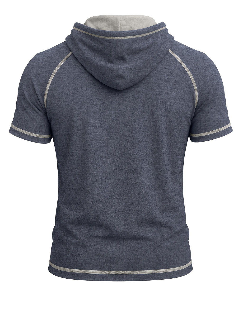Summer Cross-Border Western Men'S Hooded Short-Sleeve T-Shirt, Color-Block Foreign Men'S Athletic Top - Deep Blue