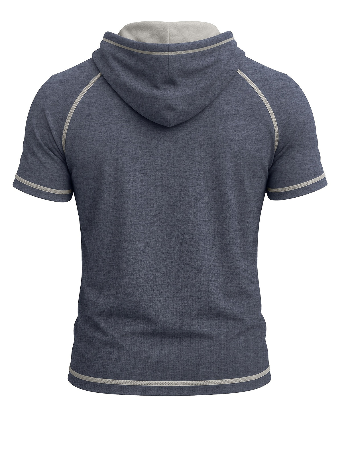 Summer Cross-Border Western Men'S Hooded Short-Sleeve T-Shirt, Color-Block Foreign Men'S Athletic Top - Deep Blue