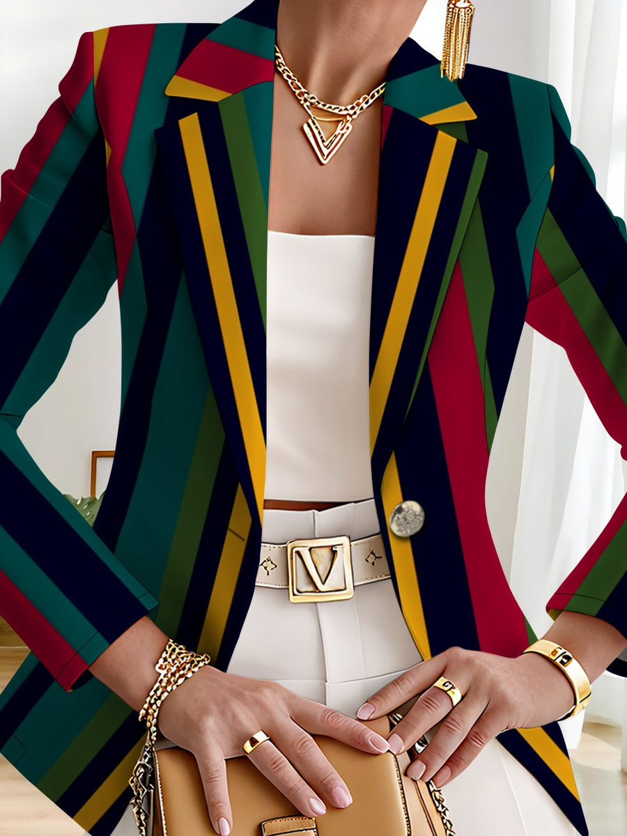 Women's Autumn Campus Fashion, Outdoor Travel Attire, Tops with Unique Patterns, Elegant Printed Autumn Coats, and Exquisite Blazers. - Mixed colors