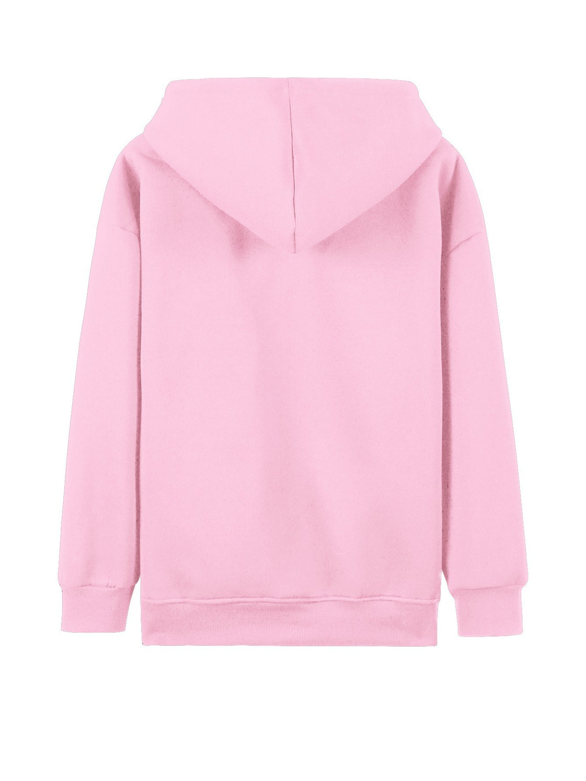Plus Size - Plus Size - Plus Size Women'S Casual Autumn And Winter Letter Print Sweatshirt, Long Sleeve Pocket Hooded Zip Jacket, Women'S, Hoodie - Pink Color