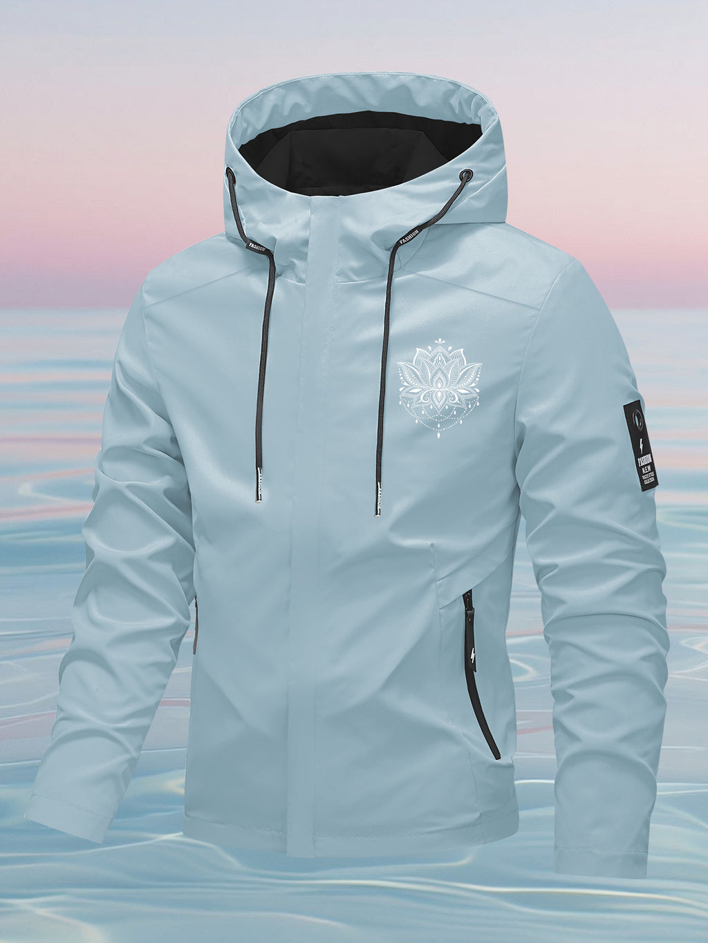 Women'S Windproof Jacket, Lightweight Windproof Warm Women'S Shell Jacket, Long Sleeve Zipper Pocket Hooded Shell Jacket, All-Season Outdoor Casual Women'S Zipper Sweatshirt Top Coat, Suitable As a Gift for Women - Powder blue