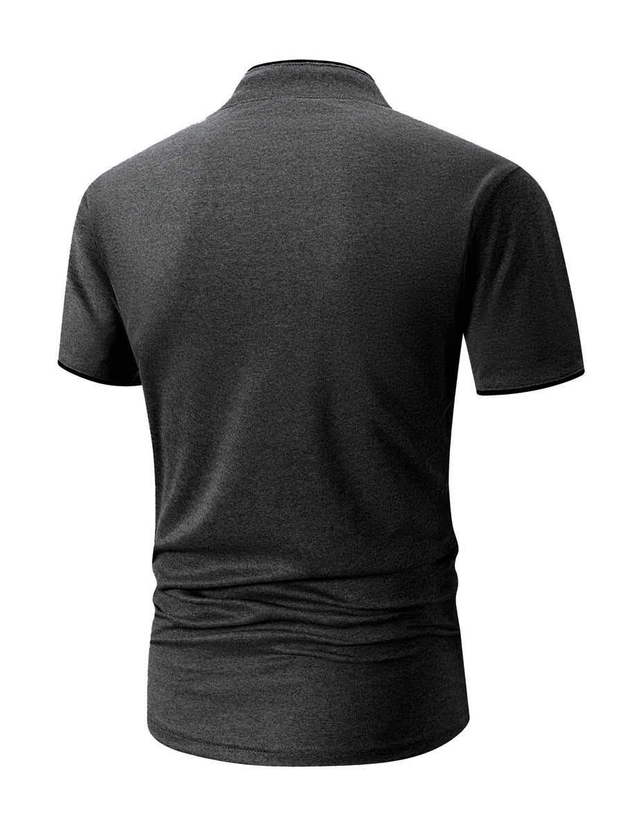 2-Pc Men'S Summer Short-Sleeve Polo Shirts, Multi-Pc T-Shirts Knit Breathable Quick-Dry, Solid Color Regular Fit Anti-Pilling, Polo Collar with Buttons, Outdoor Sports Golf - Dark Grey+Light Grey