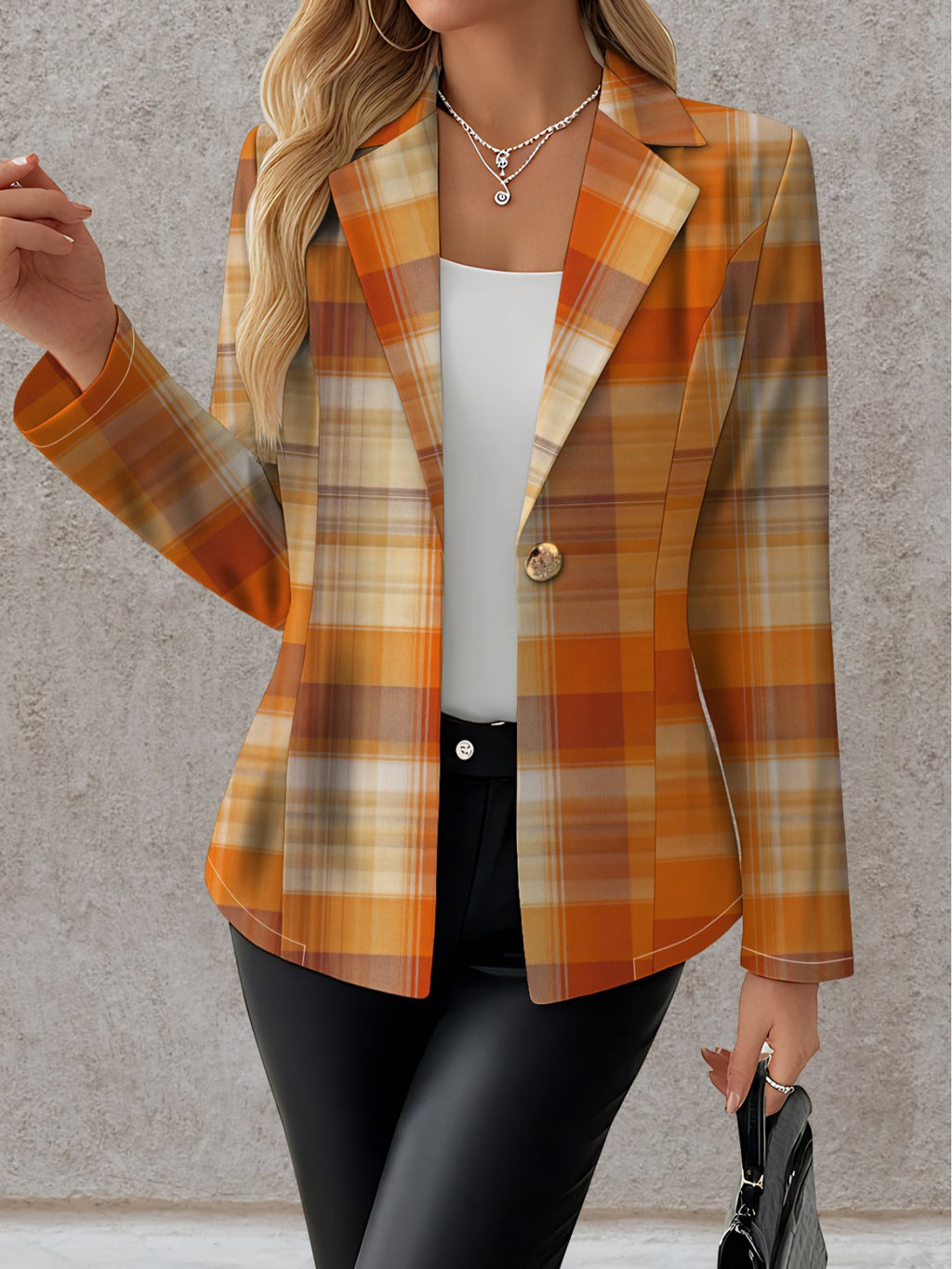 Autumn Temperament Lapel Women'S Beautiful Long Sleeve Coat Individual Block Check Elegant Fashion Versatile Exquisite Style Suit - Mixed colors