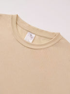 Handwritten Style Letter A Print T-Shirt, Minimalist Line Short Sleeve - Apricot