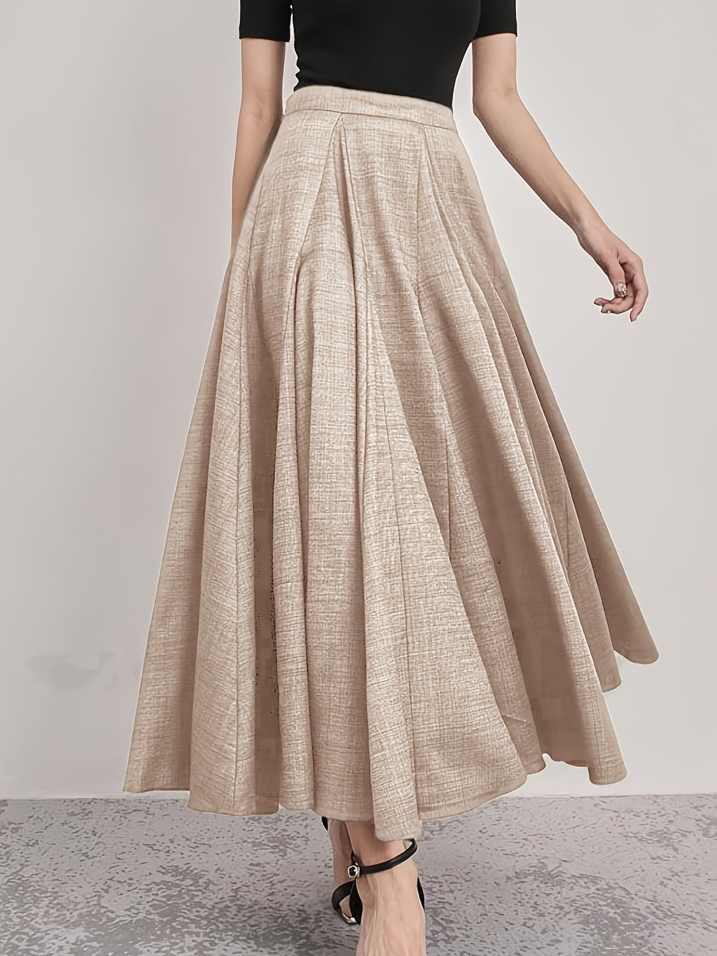 Fashion High-Waisted Women's Skirt - Khaki