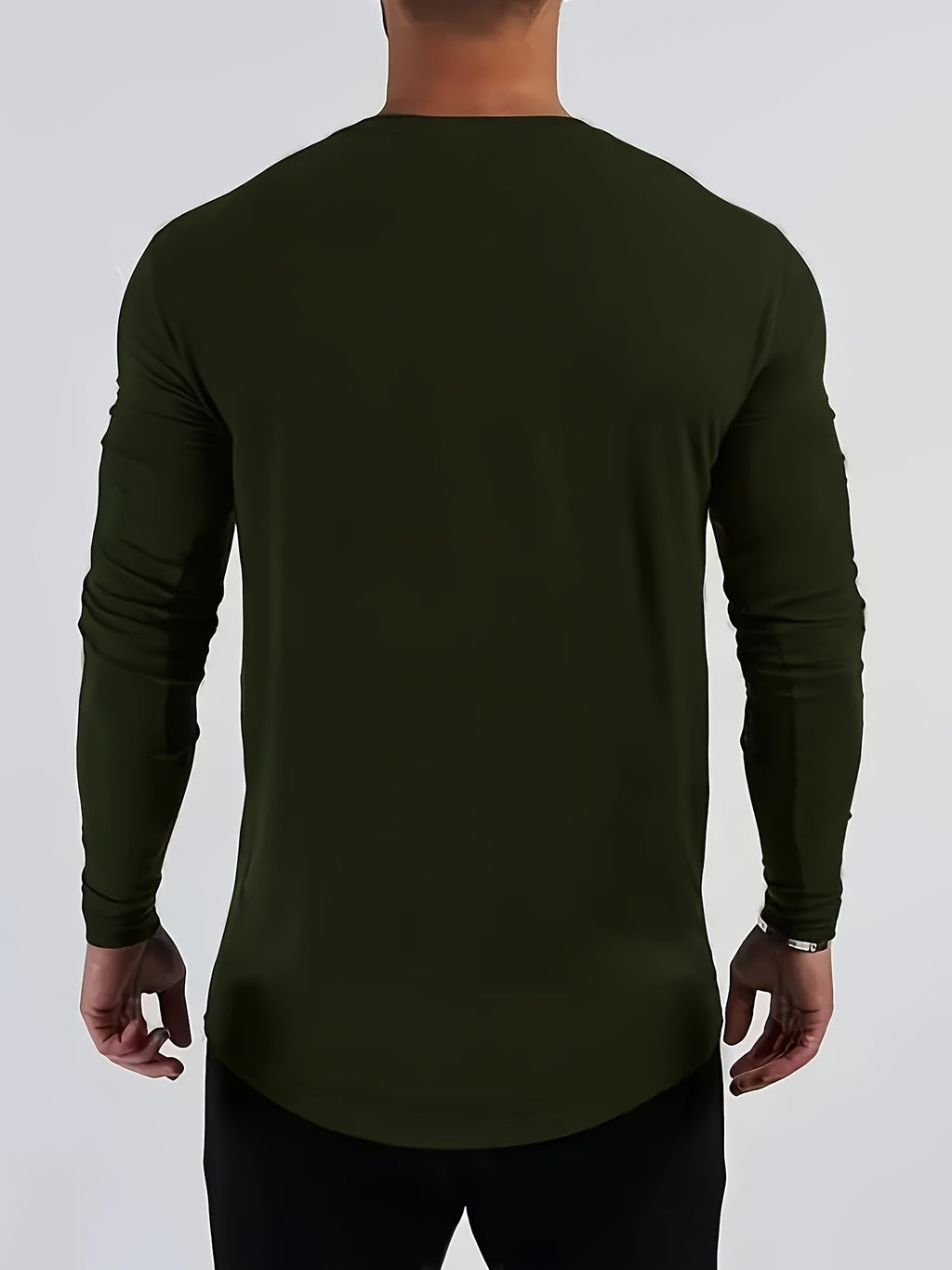Men's Spring/Autumn Long-Sleeve Shirt T-Shirt - -Compatible Suitable for Casual & -Casual Wear, Round Neck -Fit Shirt, Machine Washable Non- Top for Daily Office, Semi-Formal Outfits (No Belt) - Green